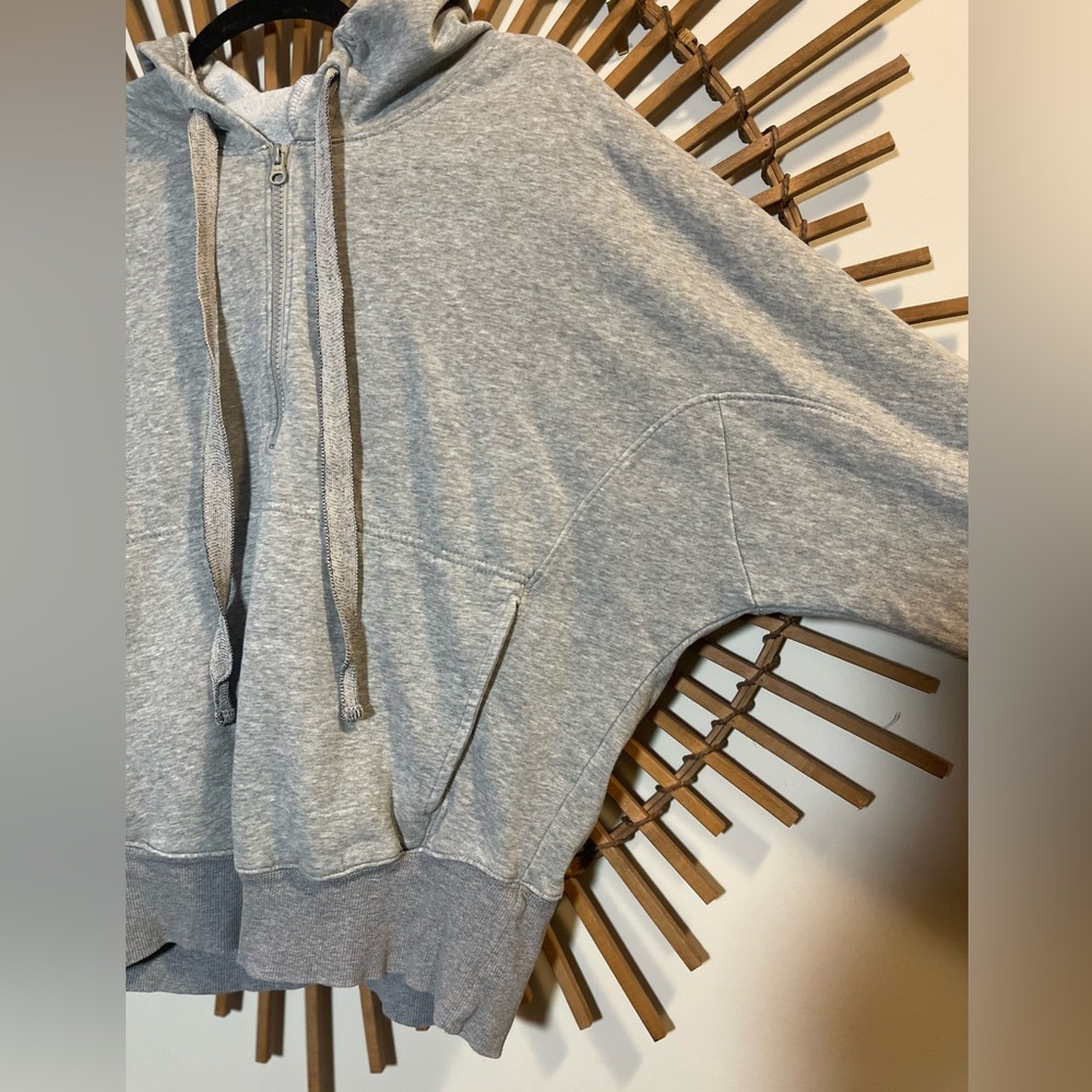 Free People Movement Grey Pullover Quarter Zip Hoodie Sweatshirt Dolman Slv S - Picture 7 of 16